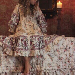 Bonjour Long Dress Birds & Flowers - 10yrs